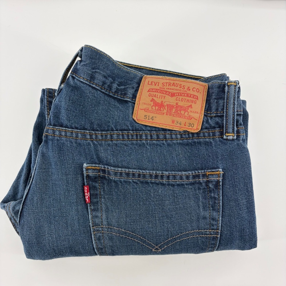 Vintage Levis 514 Straight Fit Mens Jeans Blue Denim Medium Wash 34x30
